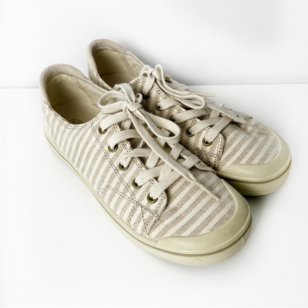 Keen Beige Striped Canvas Sneakers